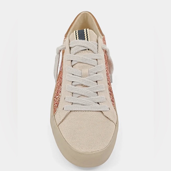 NEW!! ShuShop Paula Glitter Rose Gold Star Women's Sneakers Size 6.5M - Picture 3 of 4